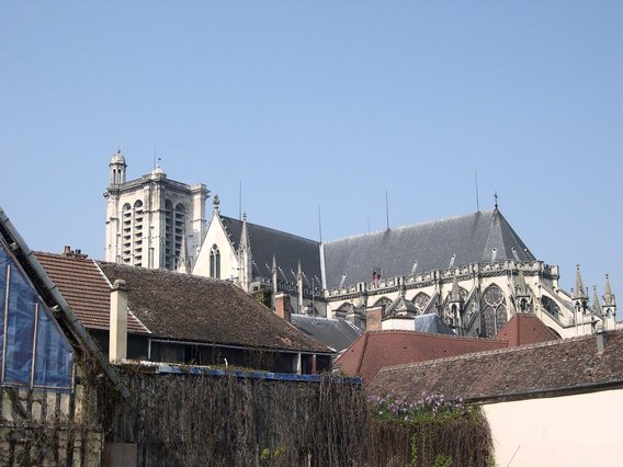  cathédrale émergeant au-dessus des toits des maisons
